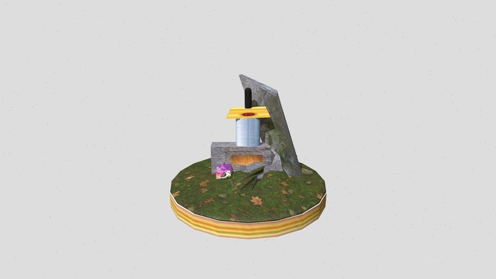 Retro sword in the rocks 3D Model