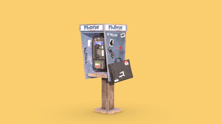 Stylized Phone Booth 3D Model