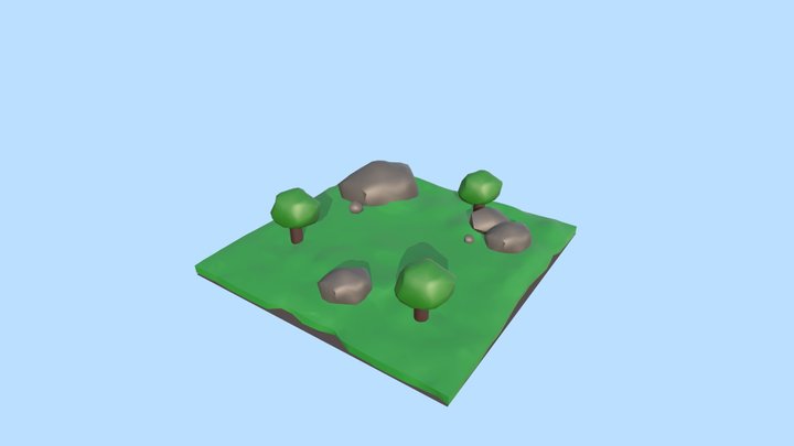 Low Poly Land Basic 3D Model