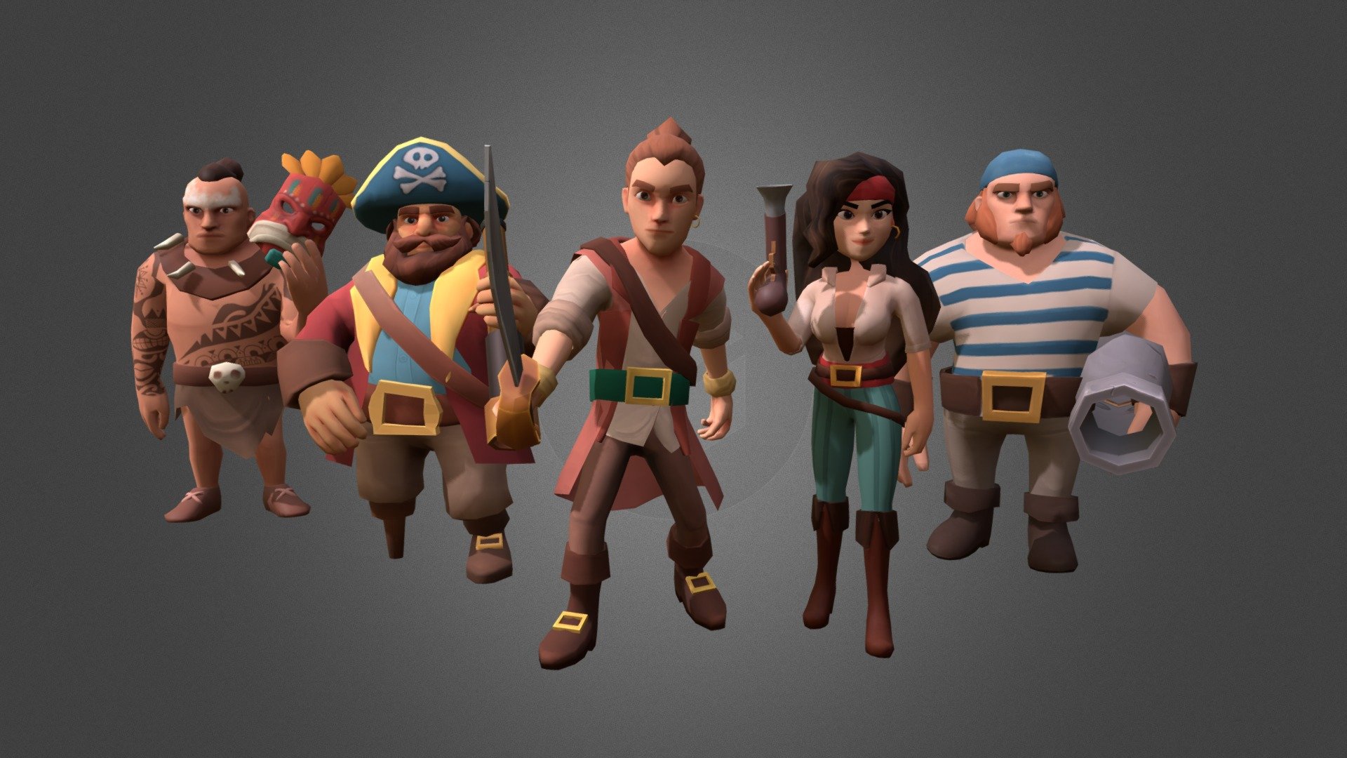Pirates Low Poly Game Characters - 3D model by ilgimezgi.
