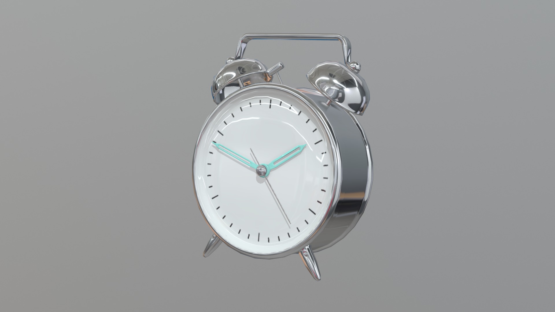 3D model Alarm Clock - This is a 3D model of the Alarm Clock. The 3D model is about a silver watch with a silver face.