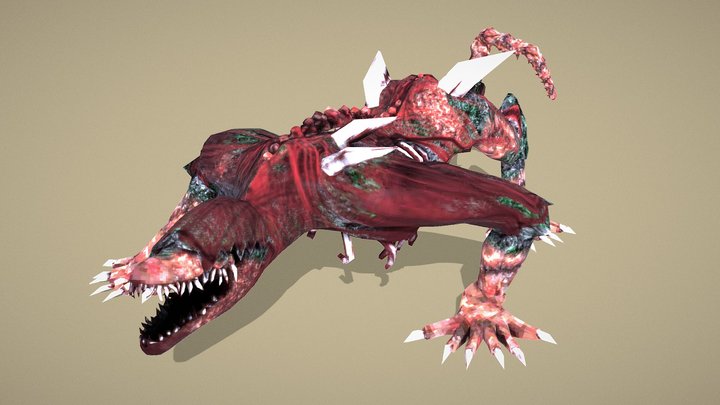 SCP-682 low-poly style 3D Model