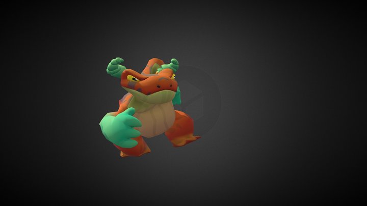 Animated lizard cartoon lowpoly enemy character 3D Model