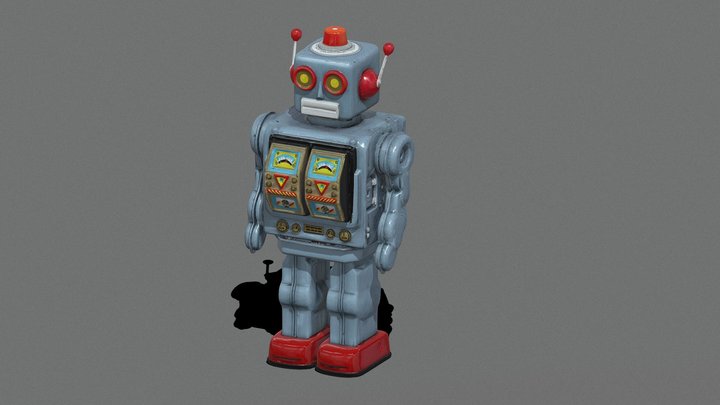 CLASSIC RETRO VINTAGE METAL ROBOT TOY [MESHY 6]