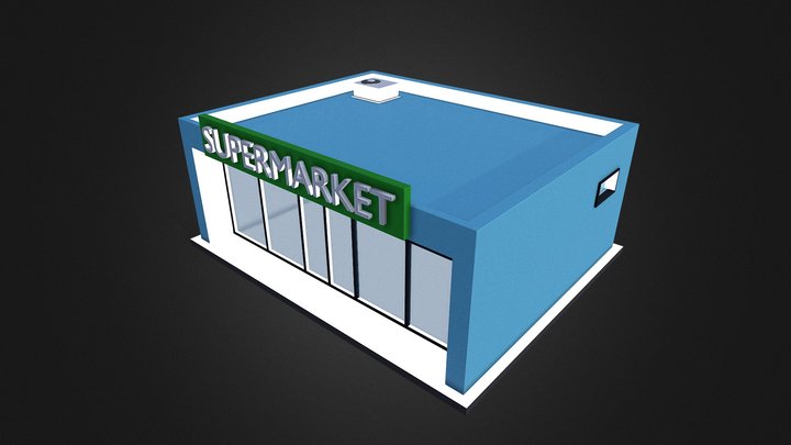 Low Polly Supermarket 3D Model