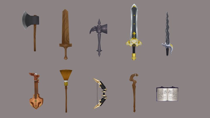 Weapon Handpainted 3D Model