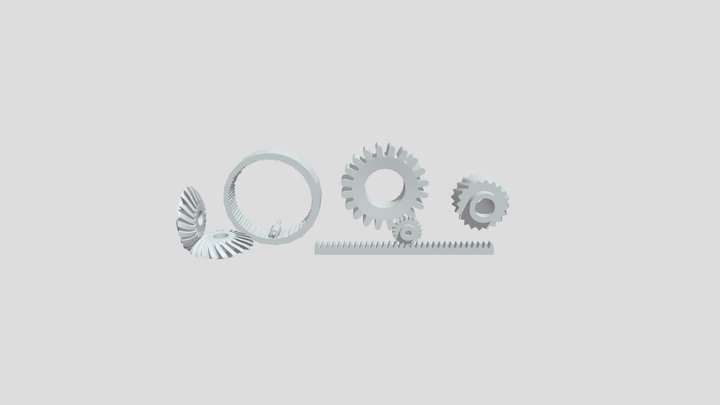 5 Different Gears 3D Model