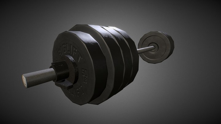 Low Poly Barbell 3D Model