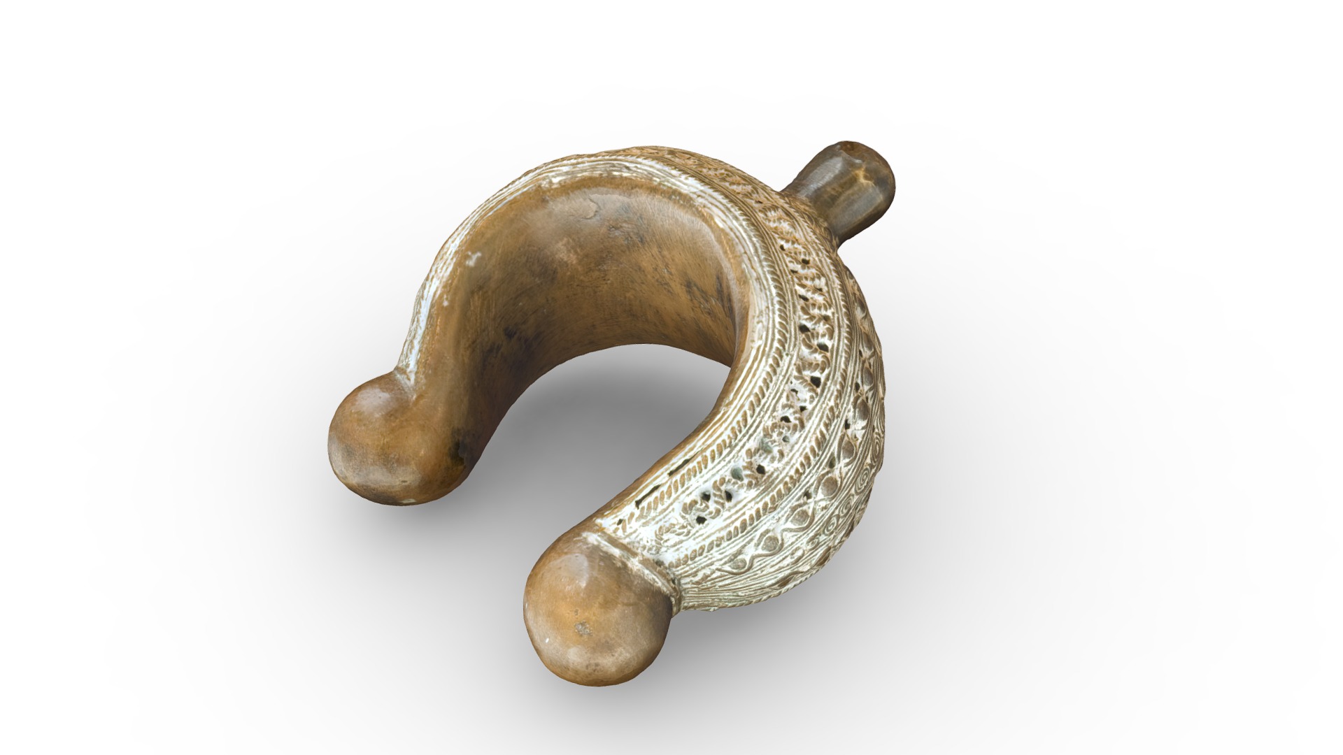 3D model Metal bracelet from Benin - This is a 3D model of the Metal bracelet from Benin. The 3D model is about a golden brass bell.