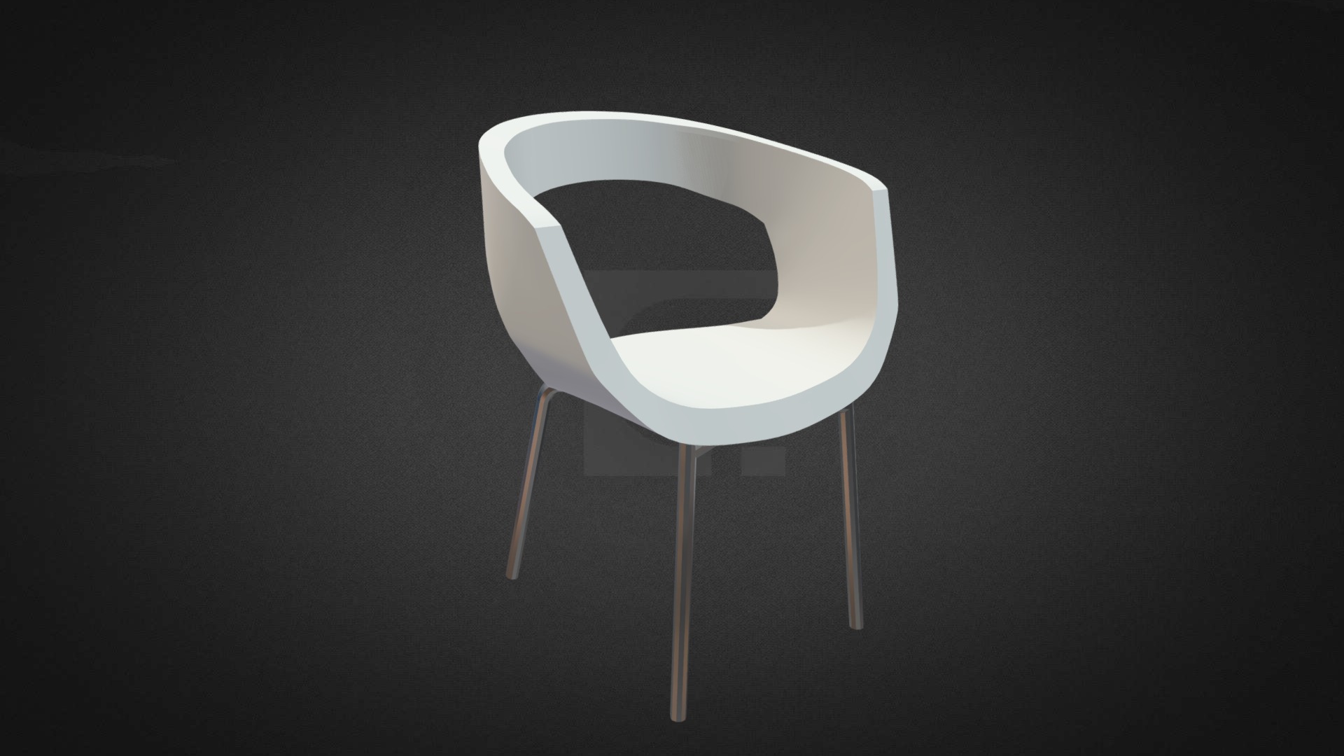 3D model Bisou Chair Hire - This is a 3D model of the Bisou Chair Hire. The 3D model is about a white chair with a black background.