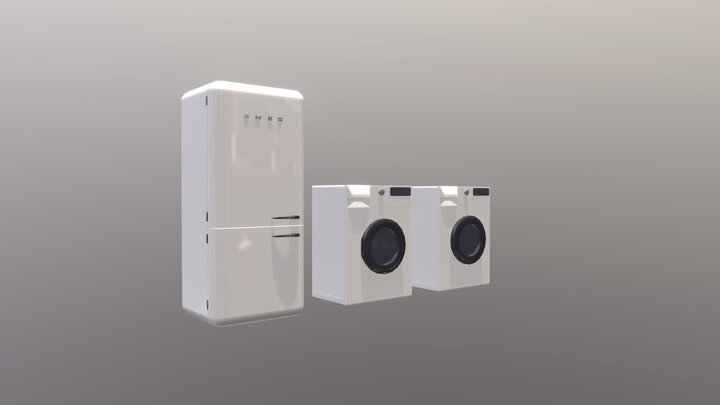Dollhouse fridge, washing machine and dryer 3D Model