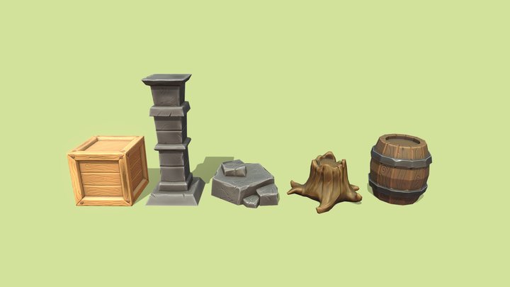 Stylized Basic Props 3D Model