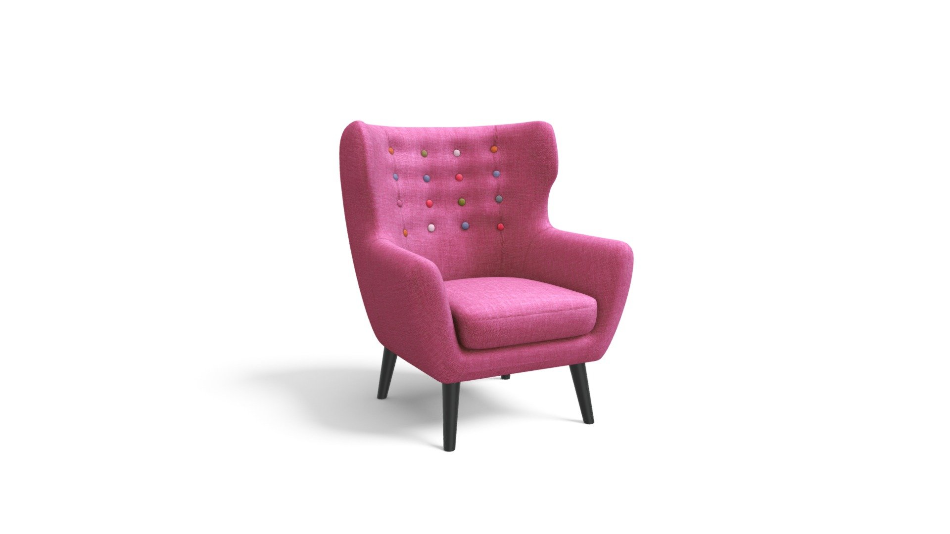 Kubrick Wing Back Armchair, Pink Rainbow Buttons