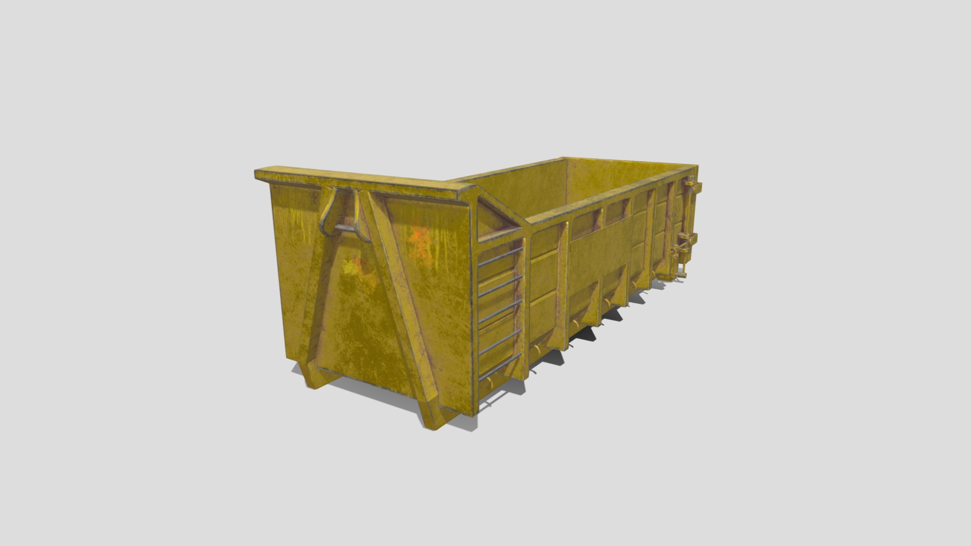 3D model Waste Dumpster - This is a 3D model of the Waste Dumpster. The 3D model is about a yellow metal box.