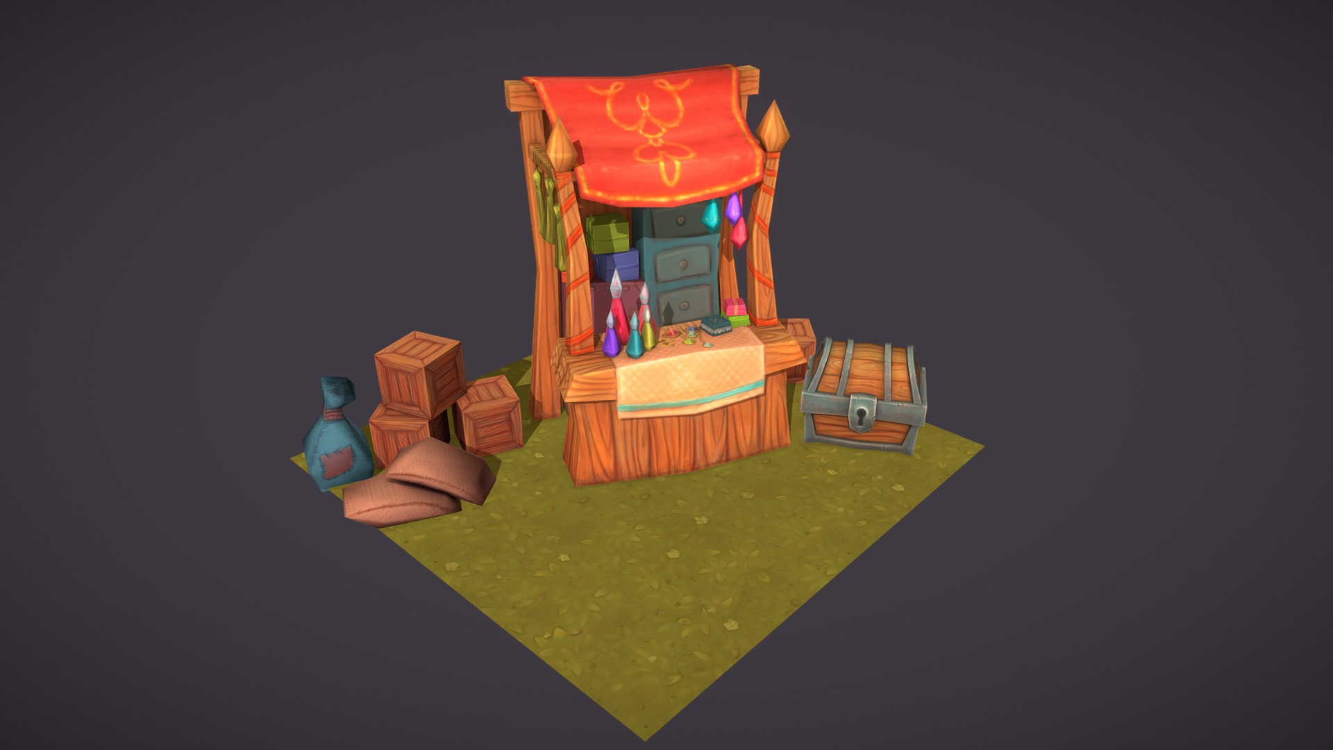 3D model Herbalist shop - This is a 3D model of the Herbalist shop. The 3D model is about a screenshot of a video game.