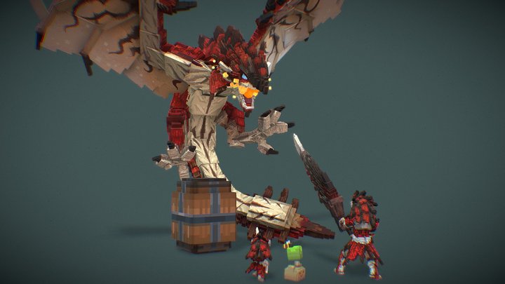 Rathalos and hunter 3D Model