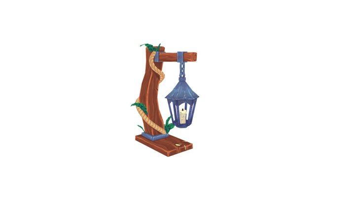 Hand painted stylised lamp 3D Model