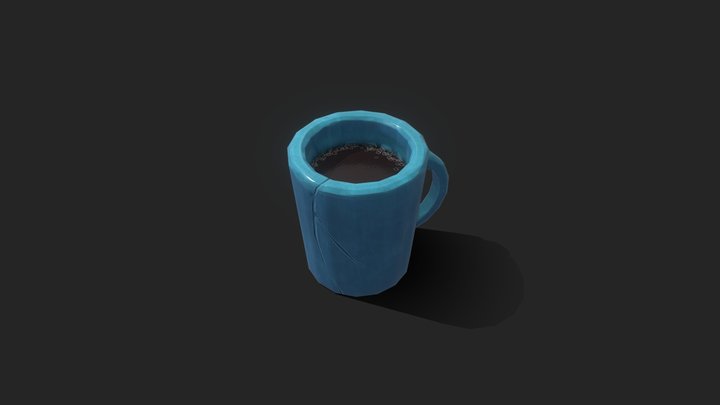 Props . Stylized Big Blue Cup 3D Model