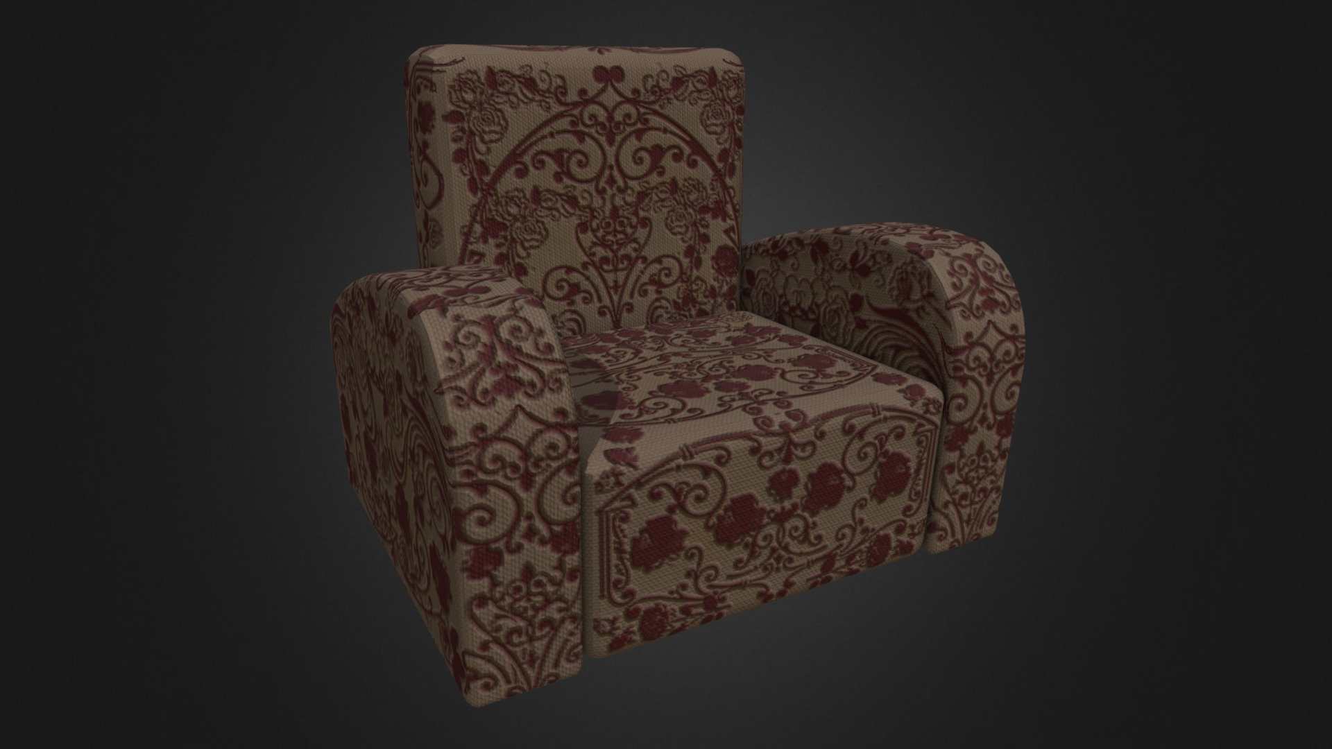 3D model Armchair - This is a 3D model of the Armchair. The 3D model is about a chair with a cushion.