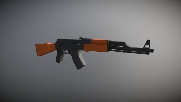 AK-47 Low Poly Rigged 3D Model