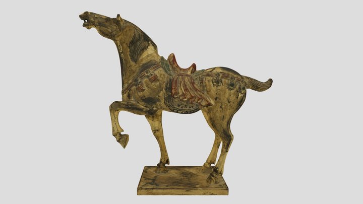 Antique Wood Carving -Tang Horse Gloden Medium 7 3D Model