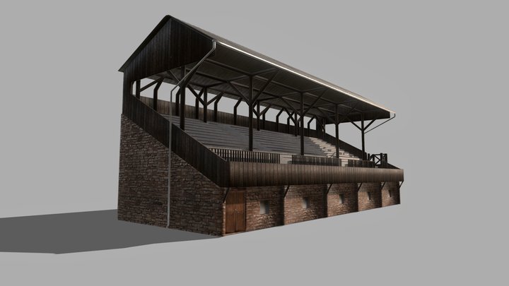 Old football stadium tribune 3D Model