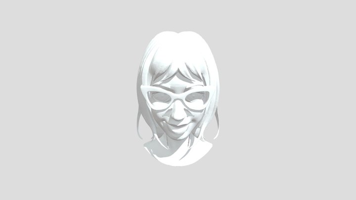 Blue-Haired Spectacle Smile 3D Model