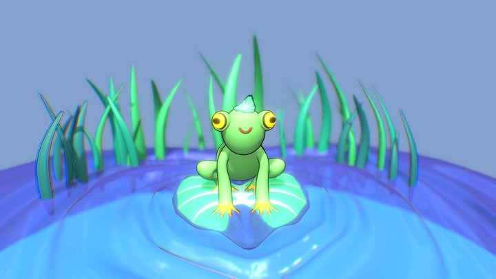 Small frog in a pond 3D Model