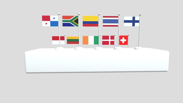 Flag and Pole Collection 3 3D Model