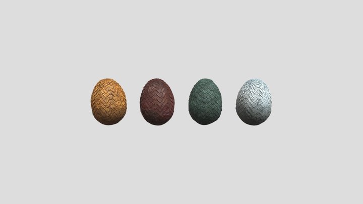 Multi-colored-dragon-eggs 3D Model