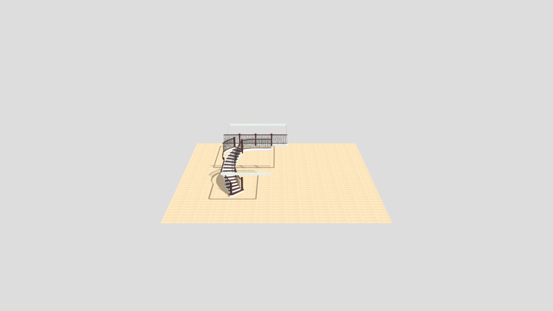 curved stair with balcony