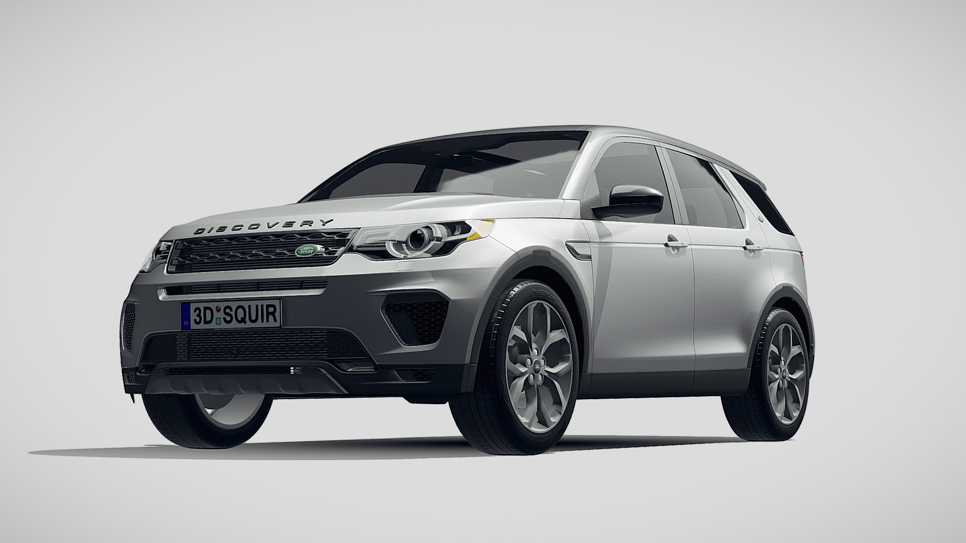 3D model Land Rover Discovery Sport Landmark 2019 - This is a 3D model of the Land Rover Discovery Sport Landmark 2019. The 3D model is about a silver car with black wheels with Holden Arboretum in the background.