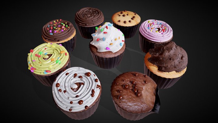 Cupcakes Pack 3D Model