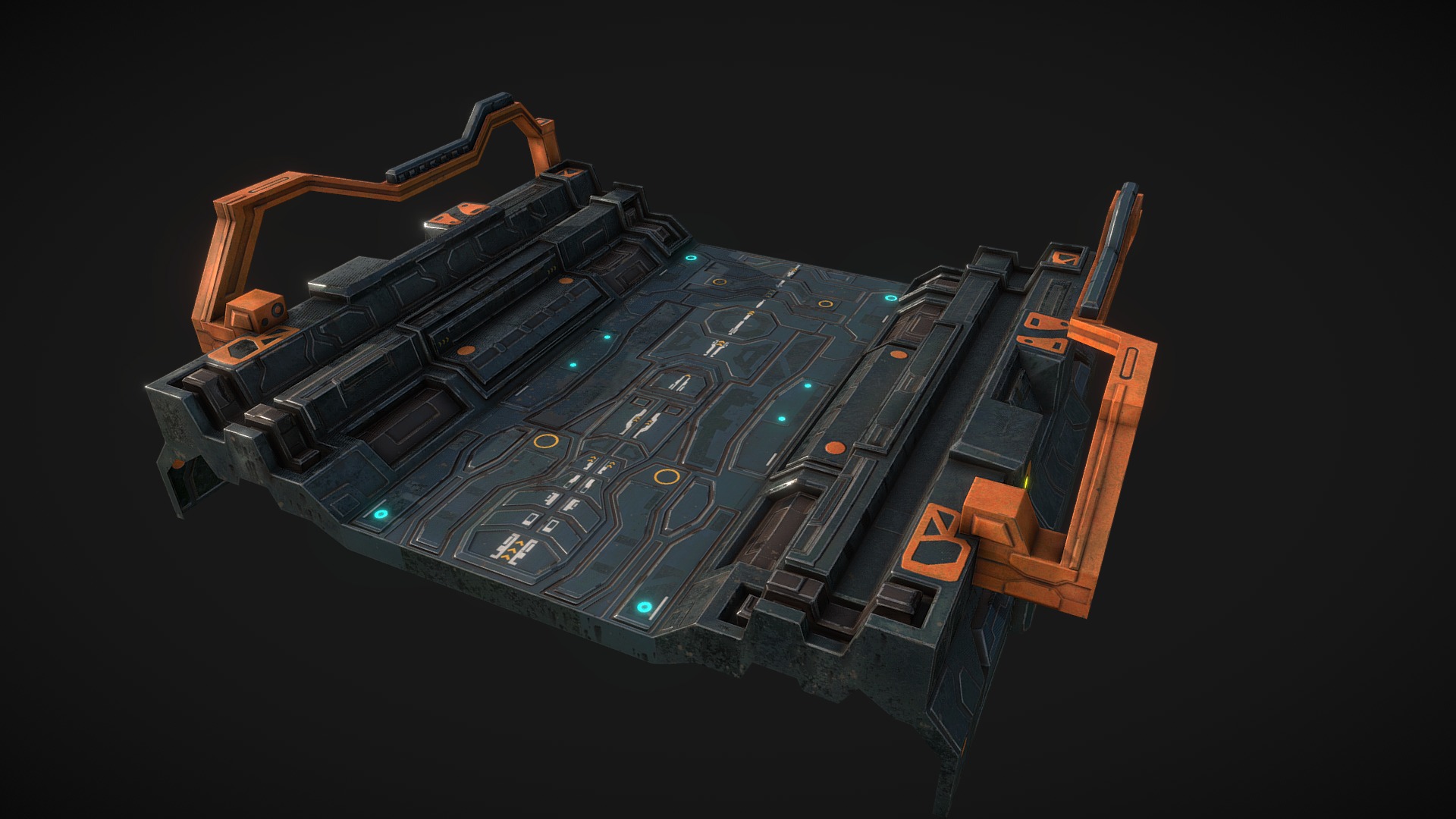 3D model Low poly sci fi road patch environment asset - This is a 3D model of the Low poly sci fi road patch environment asset. The 3D model is about a close-up of a computer chip.