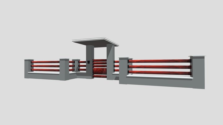 SM_ Contemporary Fence Entrance Full 3D Model