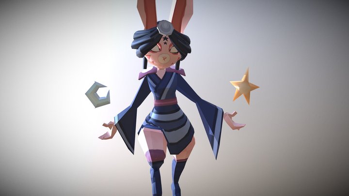 Rabbit skip Animation 3D Model