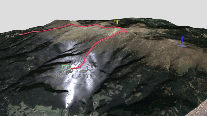 Satelite 3D map with plotted route 3D Model