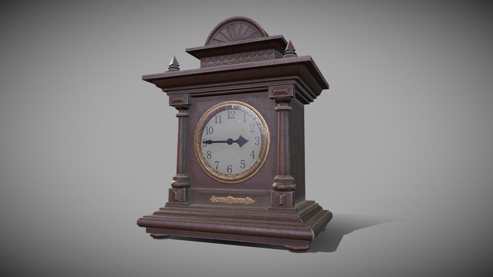 Low-poly Table Clock 3D Model