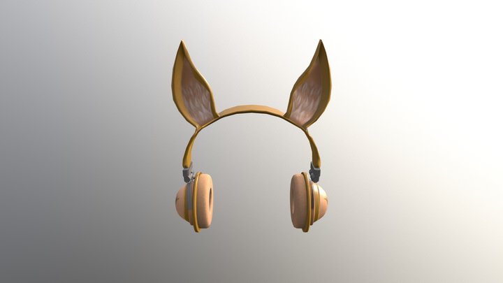 deer ear headphones (lowpole) 3D Model