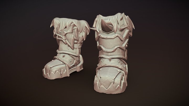 Zbrush Armored Footwear 09 3D Model
