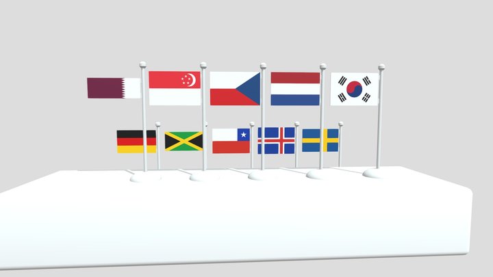 Flag and Pole Collection 2 3D Model