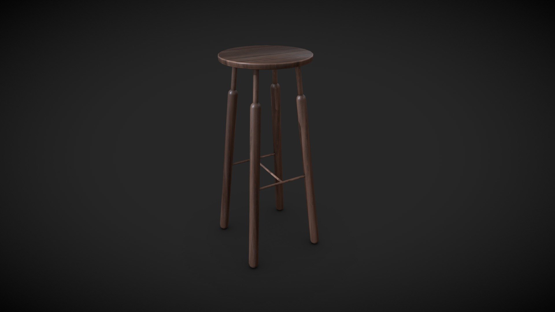 Wooden Bar Stool || VR Ready — Sketchfab embed 3D viewer
