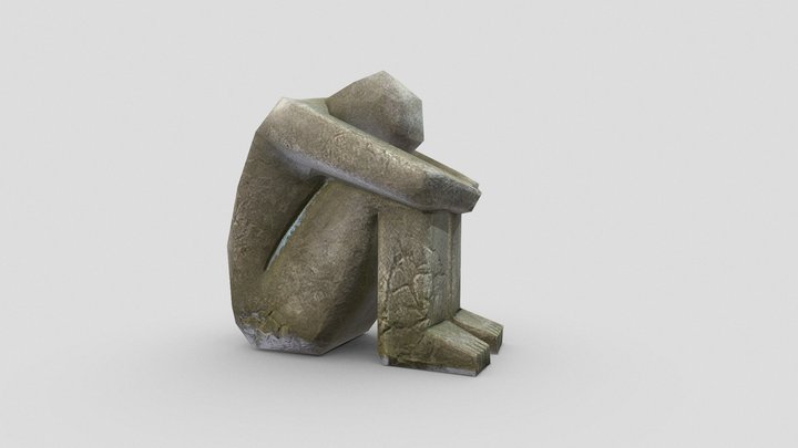 Sad Sitting Statue 3D Model