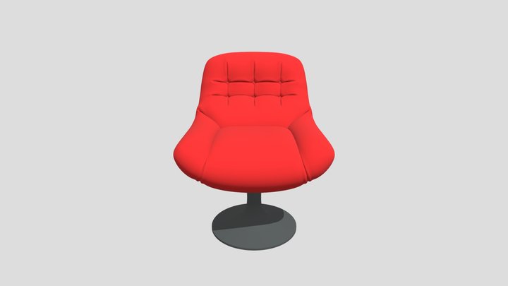 Modern Red Swivel Armchair - 3D Sofa Chair