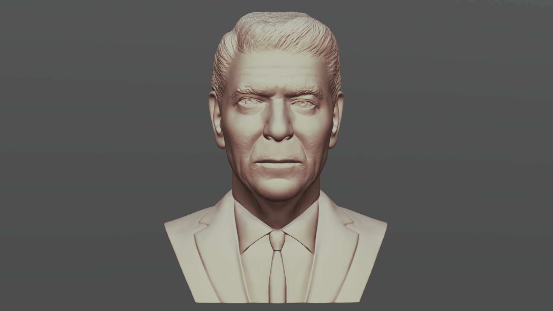 3D model Ronald Reagan bust for 3D printing - This is a 3D model of the Ronald Reagan bust for 3D printing. The 3D model is about a man with a serious expression.