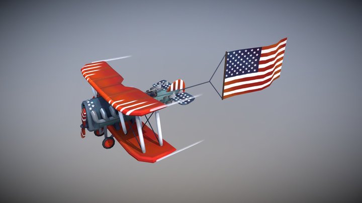 American Stylized Plane 3D Model