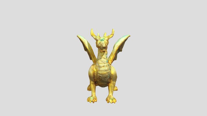 Golden Dragon Statue 3D Model