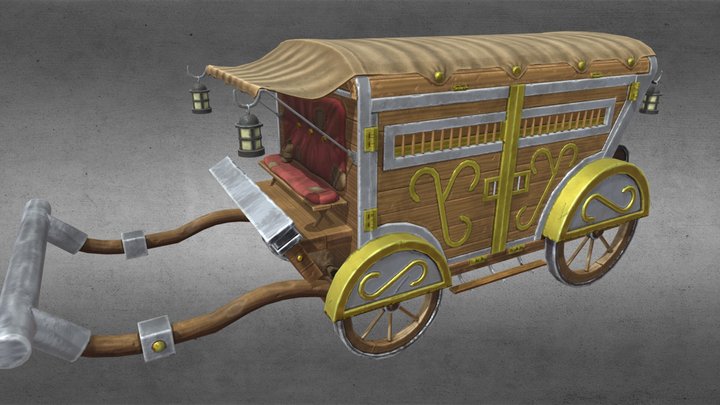 Wagon Closed Low Poly- Very Hi Resolution 3D Model