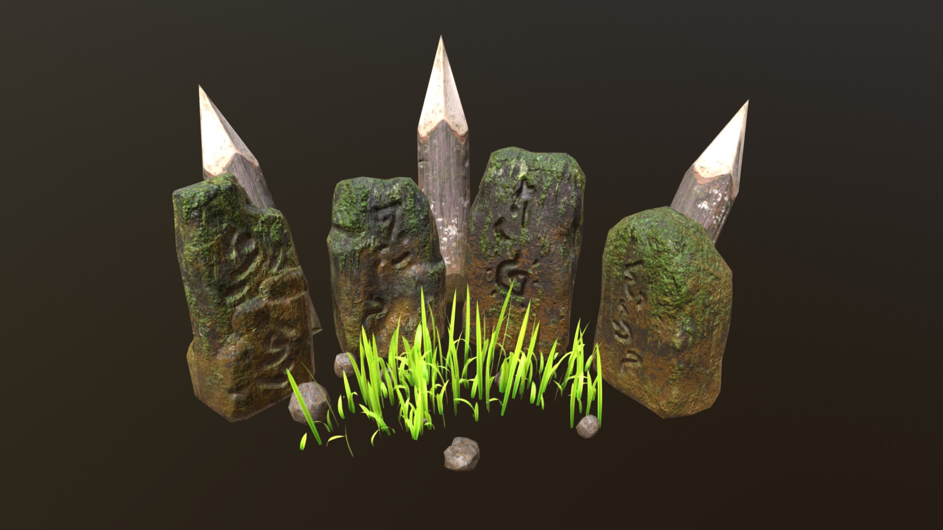 3D model Ruins - This is a 3D model of the Ruins. The 3D model is about a group of rocks with grass.