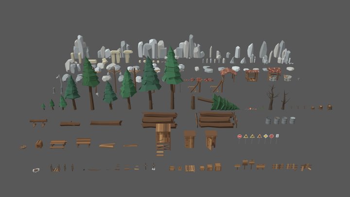 Survival Pack – Low Poly Stylized Assets 3D Model